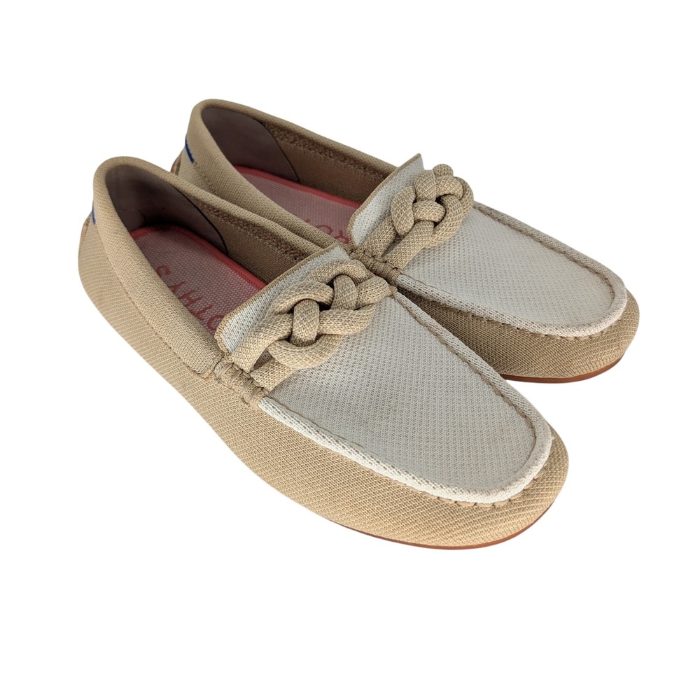 Rothy's The Braid Driver Womens 8 Sesame White Loafer Minimalist Coastal Luxury